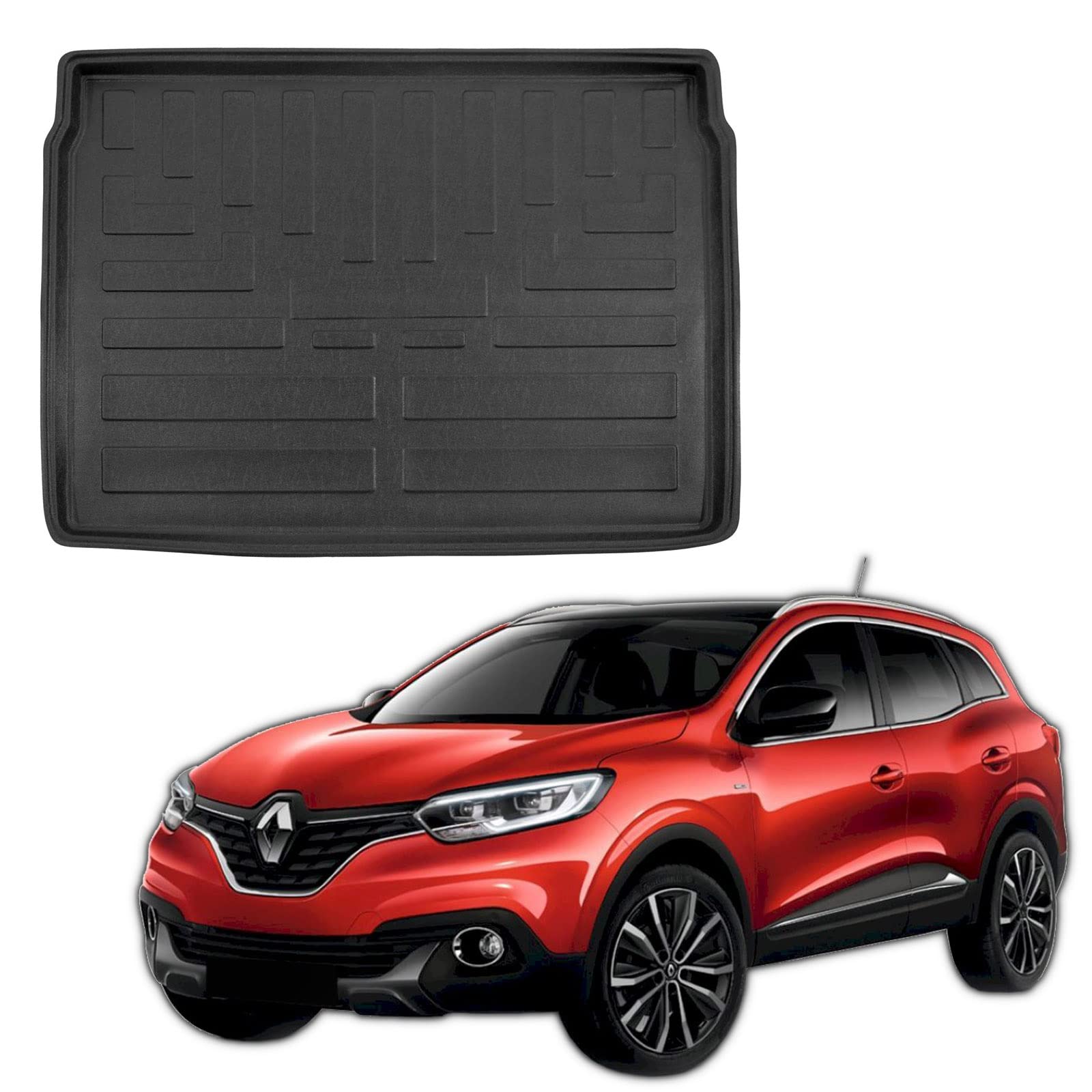 SCOUTT Vasca Bagagliaio per Renault Kadjar Dal 2015, in TPE su Misura, Proteggi Baule con Bordo Alto 4 cm, Antiscivolo, Inodore