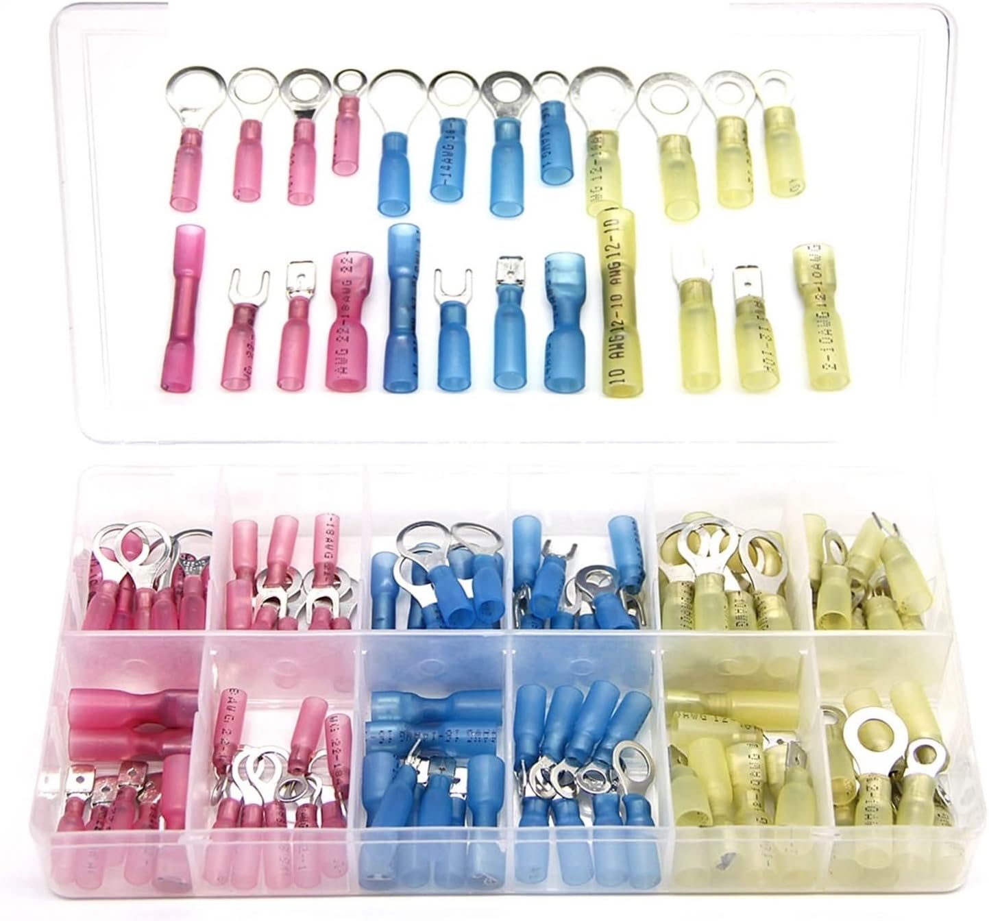 120 PCS Heat Shrink Wire Connector Waterproof Cable Lug Terminal Kit Insulation Crimp Ring Fork Spade Butt Connector