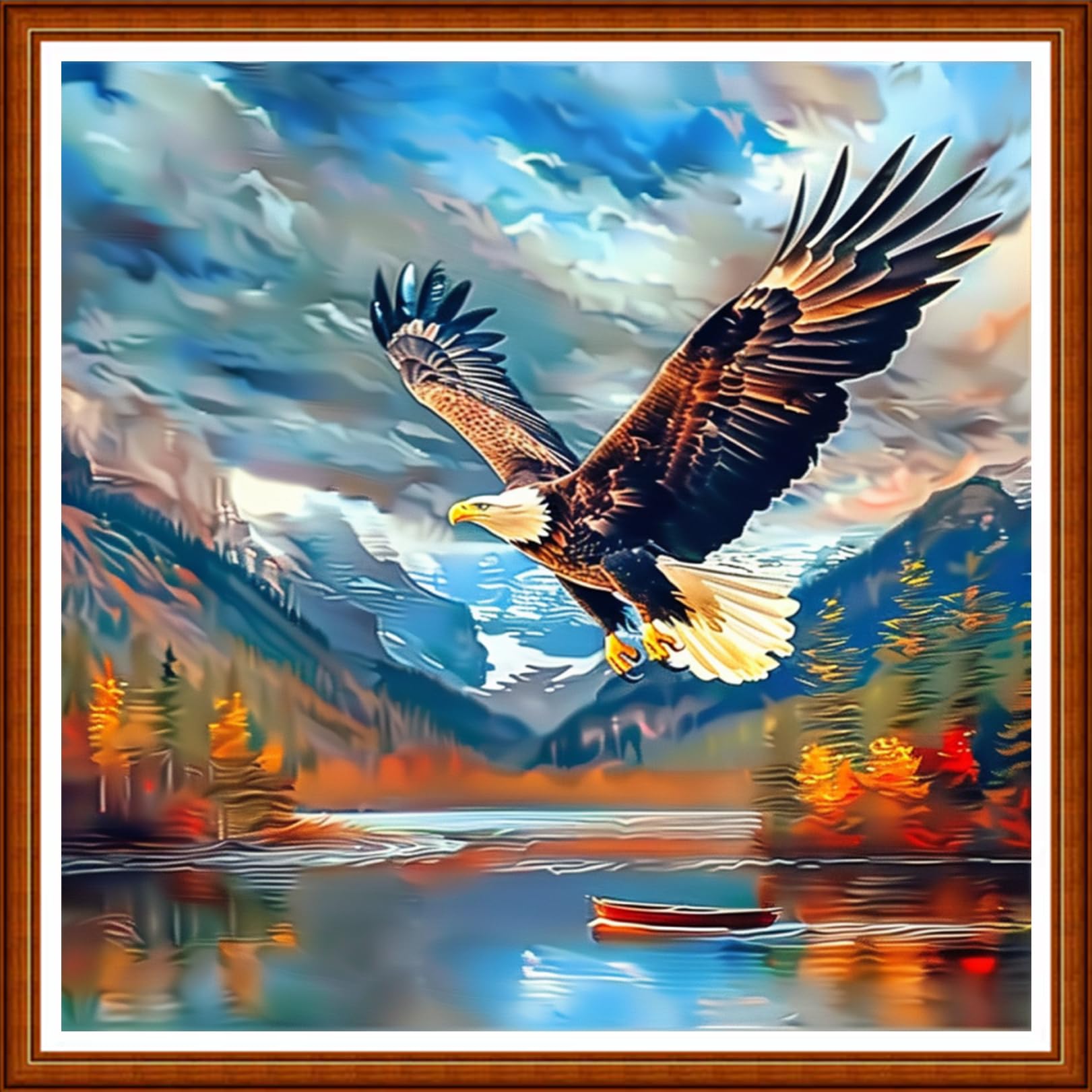 Joyhoor Stamped Cross Stitch Kits for Beginners Needlepoint Kits for Adults Embroidery Kits 11CT Counted Cross Stitch Kits Printed Embroidery Pattern-Mountain Eagle 18x18 inchs