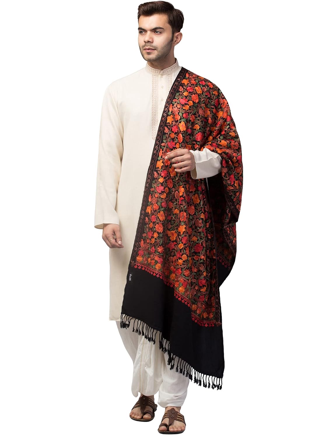 tweedle Men’s Warm Cashmilon Wool Kashmiri Aari Embroidery Shawl/Stole (Size 28 x 80 inches) - Review, Price and Buying Guide
