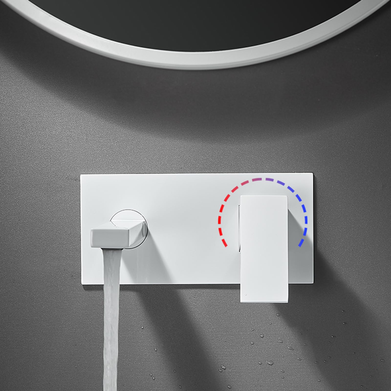 Wasserhahn Bad Waschtischarmatur Mischbatterie Waschbecken Verdeckter Einhebelmischer für Warm und Kaltwasser Wandmontage Messing Chrom Badarmatur Waschbeckenarmatur