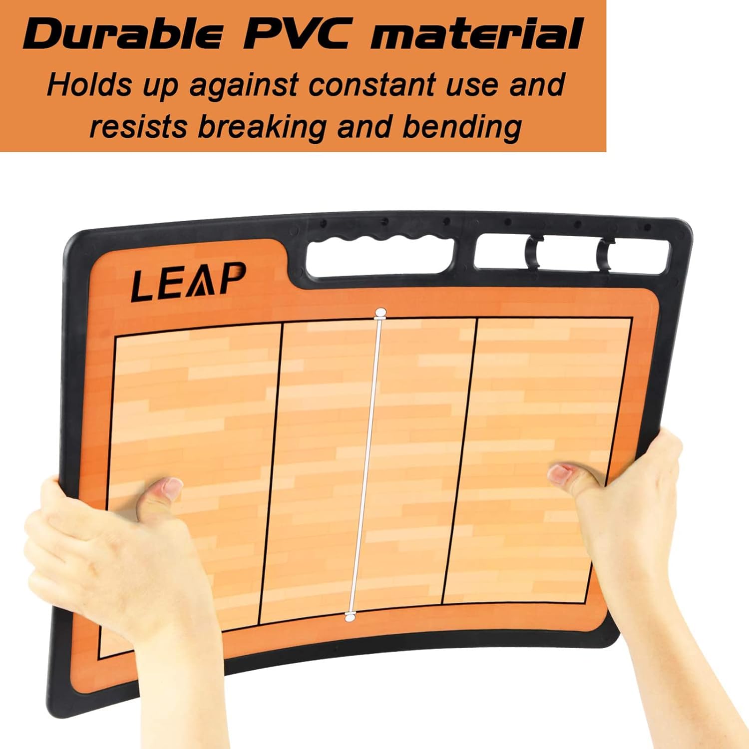 LEAP Coach Board Premium Tactical Clipboard Two Sides with Full & Half Court Dry Erase Marker Board for Basketball, Baseball, Soccer, Football, Hockey