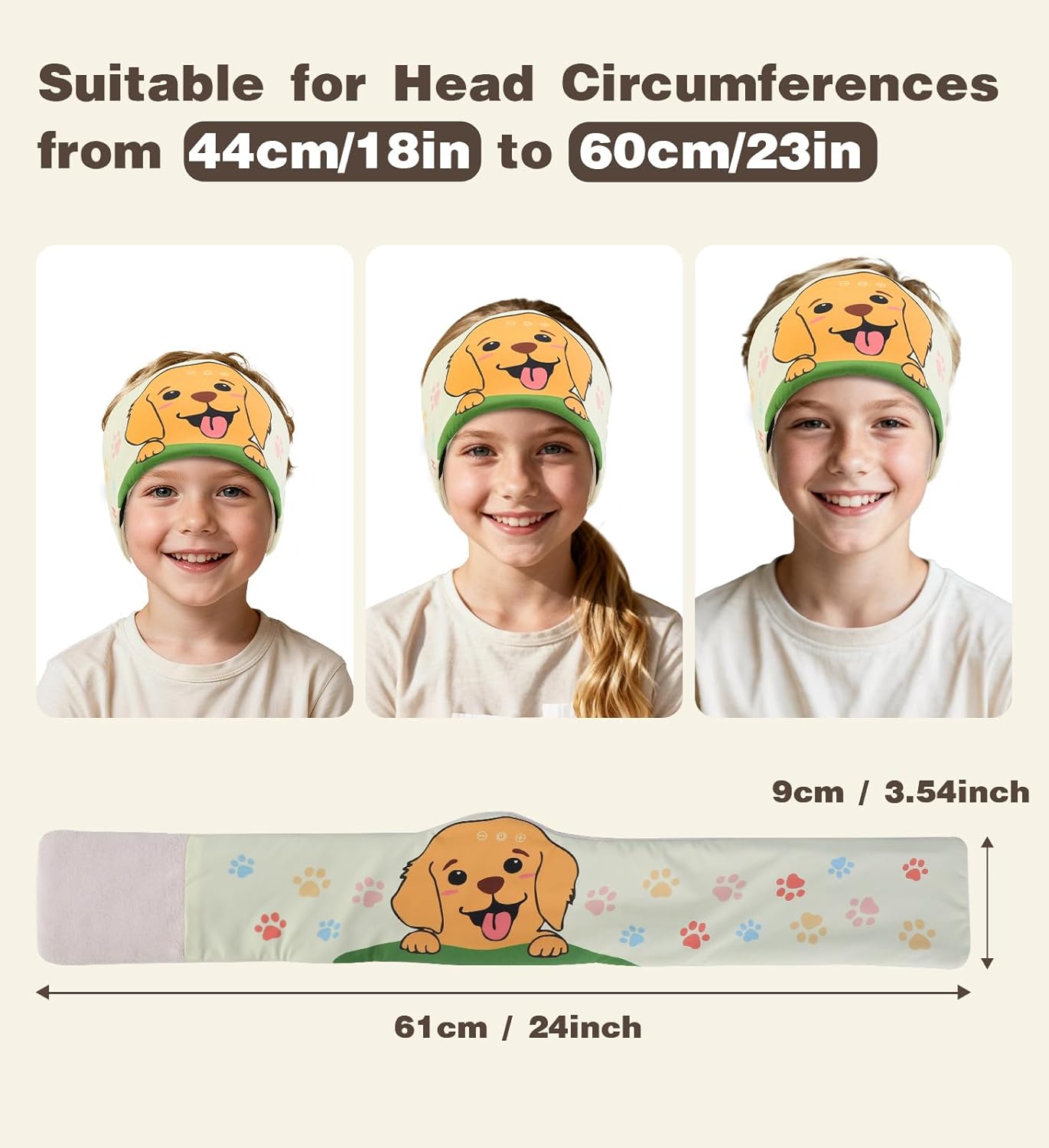 Toddler Headband Headphones Wireless, Kids Bluetooth Earphones for iPad, Safe Volume - Wired School Headphones for Kids with 3.5 MM Jack Travel Plane Accessories Gift for Boys & Girls (Dog) - Image 2