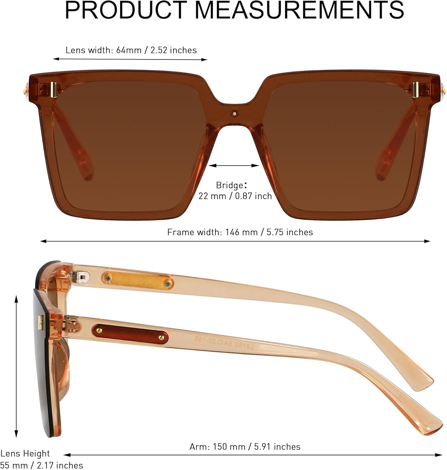 LYZOIT Modern Oversized Square Sunglasses Women Men Retro Womens Rimless Big Sun Glasses UV Protection - Image 5