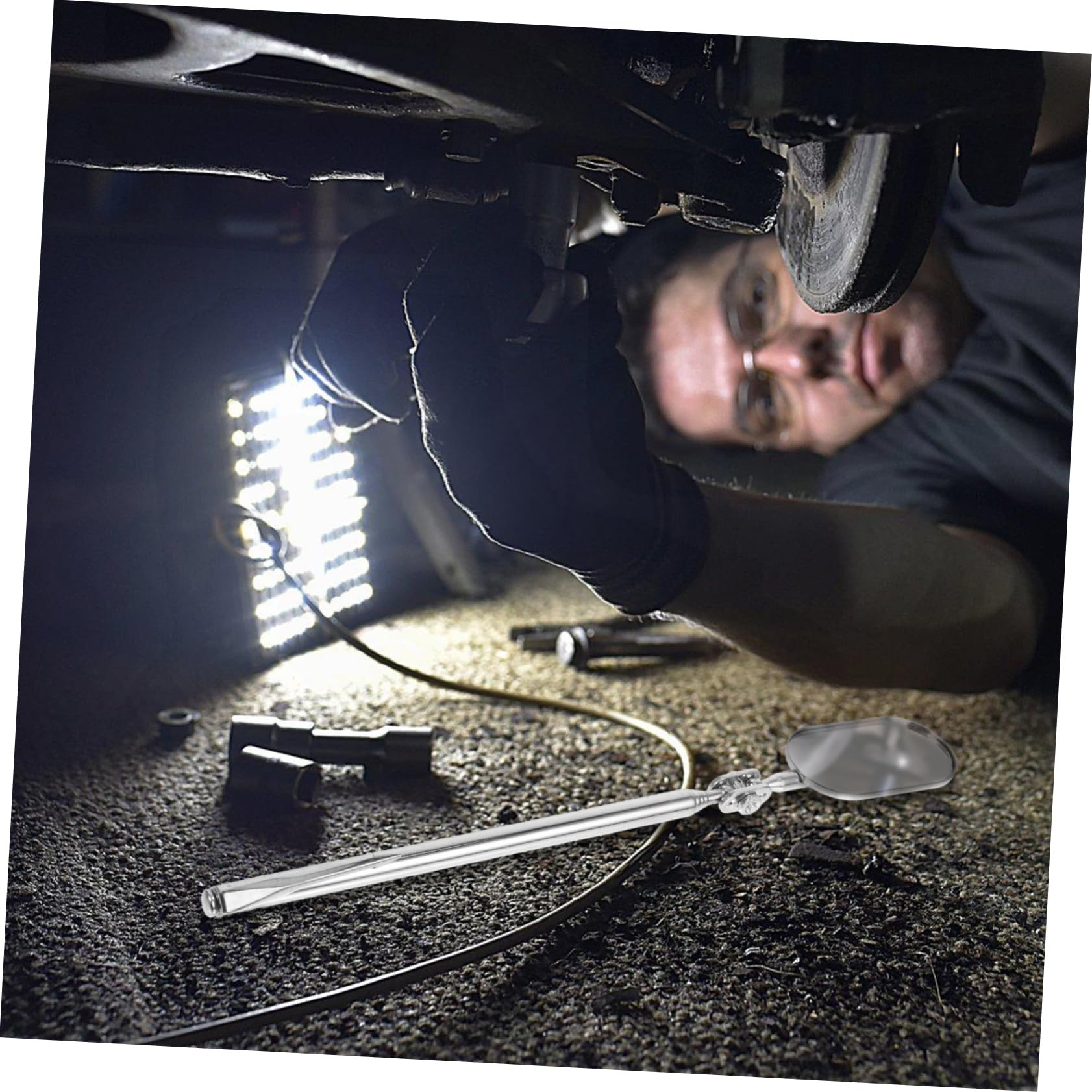 VILLFUL 3pcs Mechanics Inspection Mirror Telescoping Inspection Mirror for Mechanics Auto Small