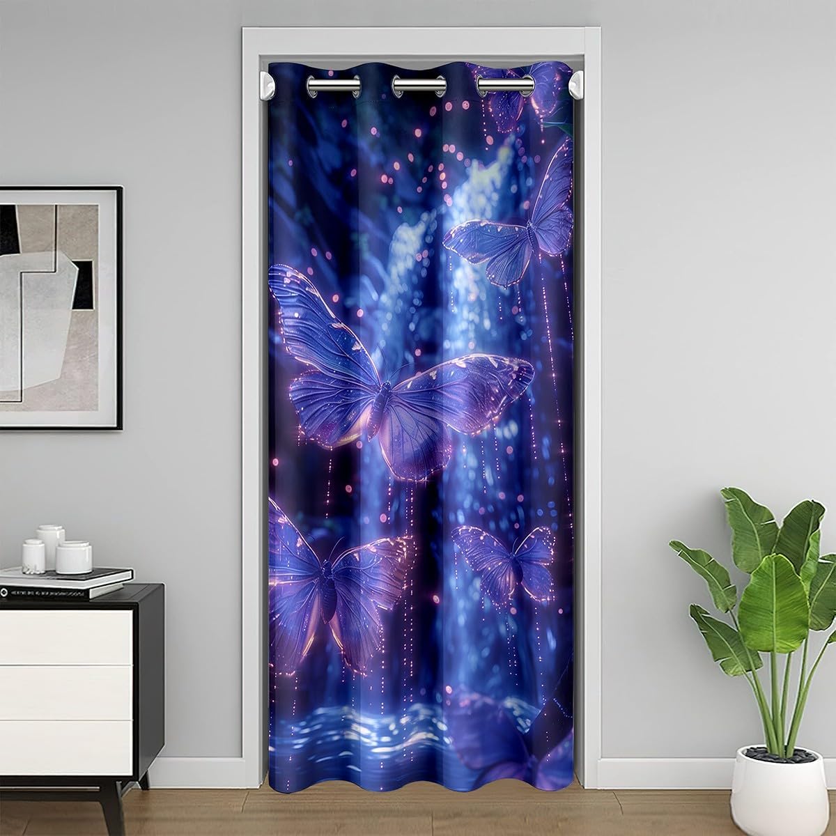 Feelyou White Wolf Doorway Curtain Privacy Safari Animal Door Cover Curtain Set for Kids Boys Girls Red Rose 30%-50% Room Darkening Blackout Curtain Teal Sky Window Treatments Room 1 Panel, 59"x80"