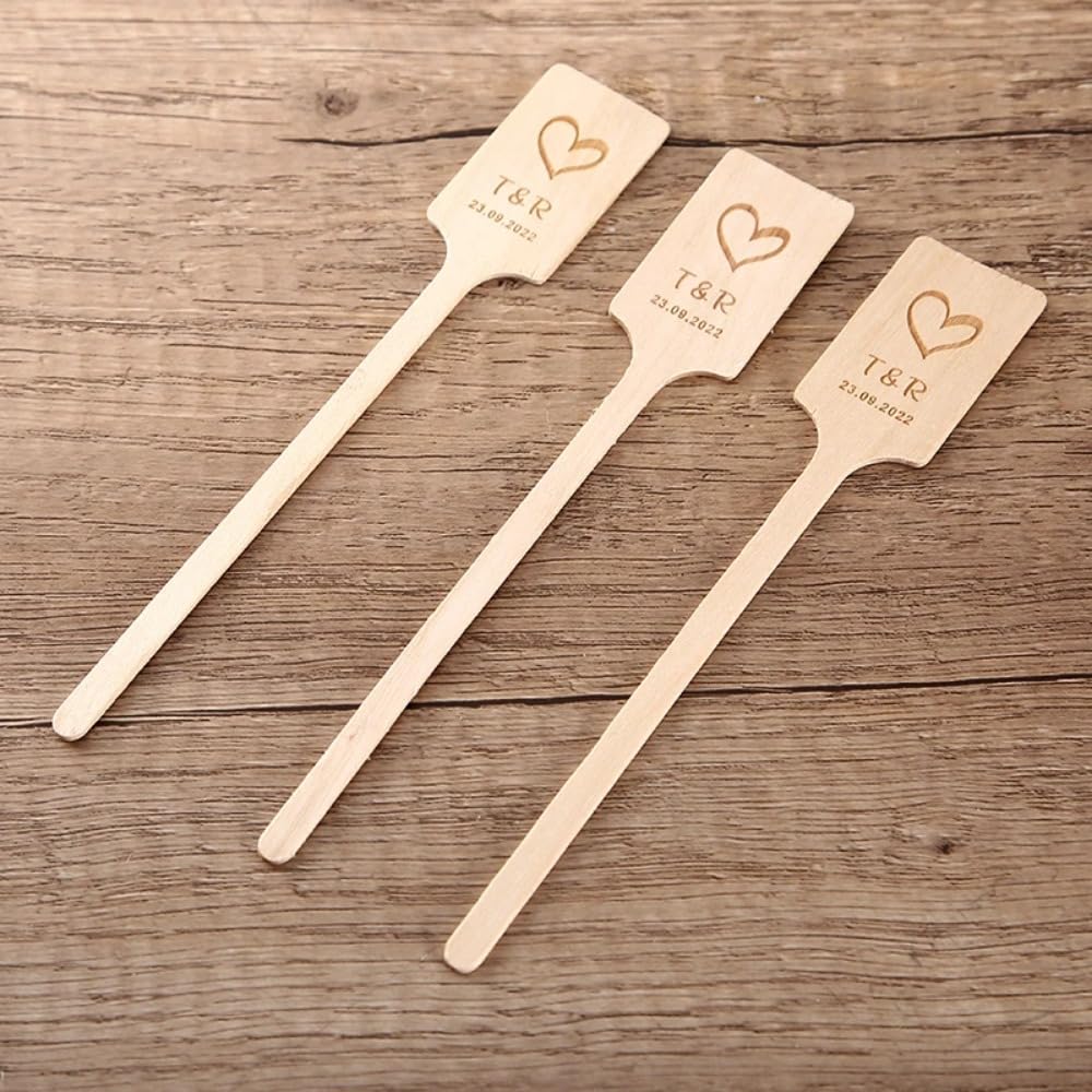 Agitatore per caffè in legno personalizzato, bastoncini in legno personalizzati per matrimoni, cocktail, agitatori per bevande, cocktail (100 pezzi)