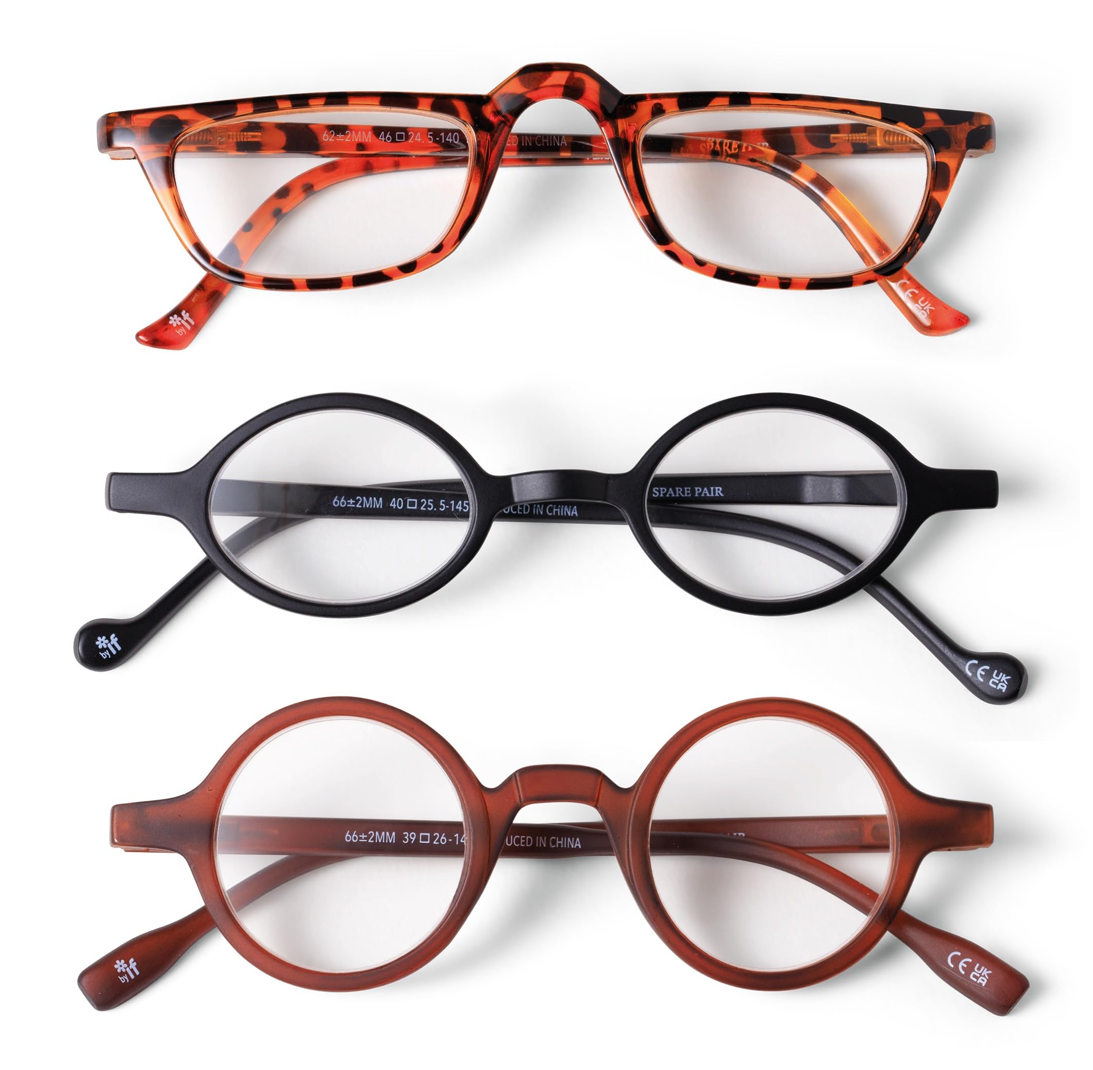 IF Spare Pair Reading Glasses, Book Lover's-Brown, 2.0 (Pack of 3)