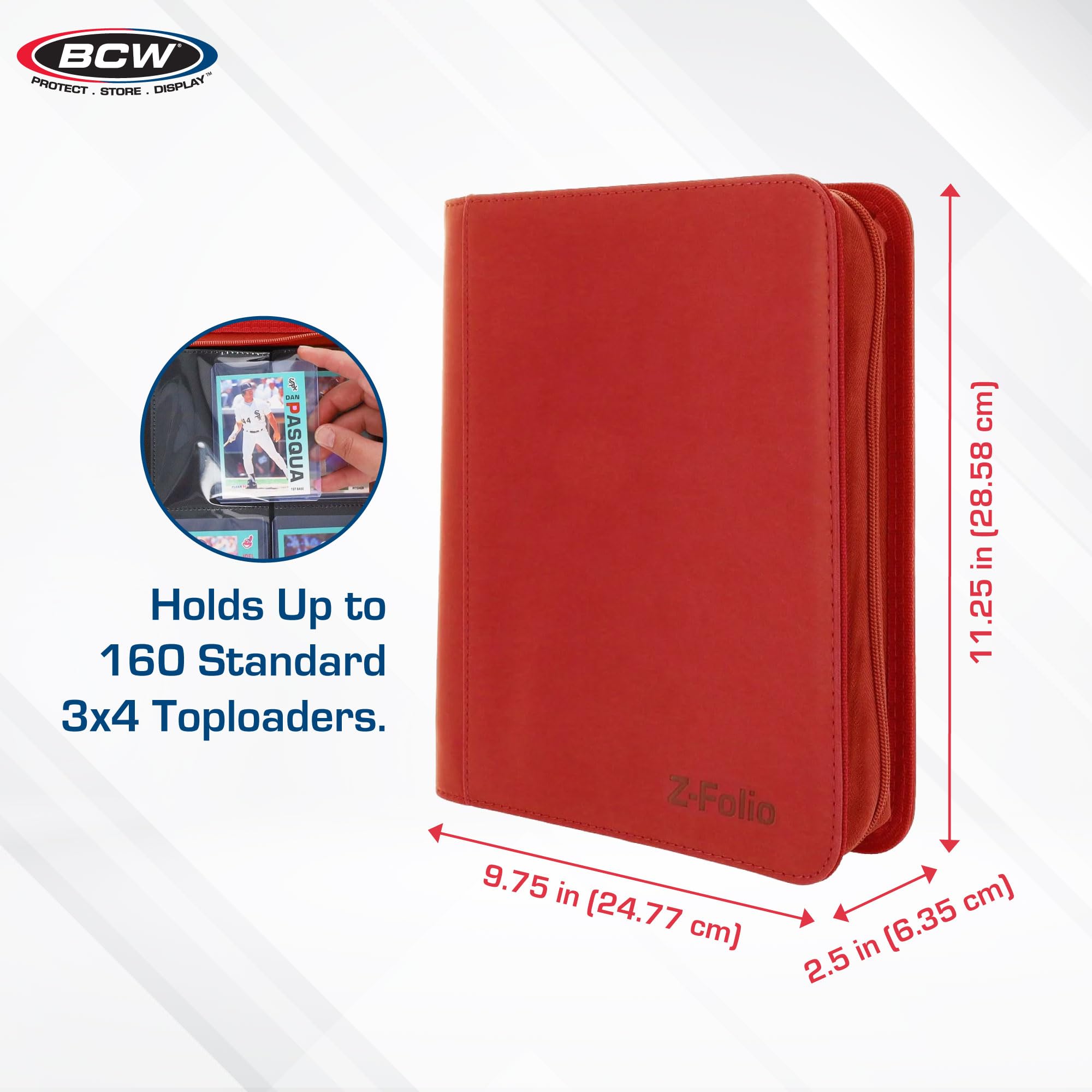 BCW Z-Folio 4-Pocket LX Album – Red | Holds 160 Standard