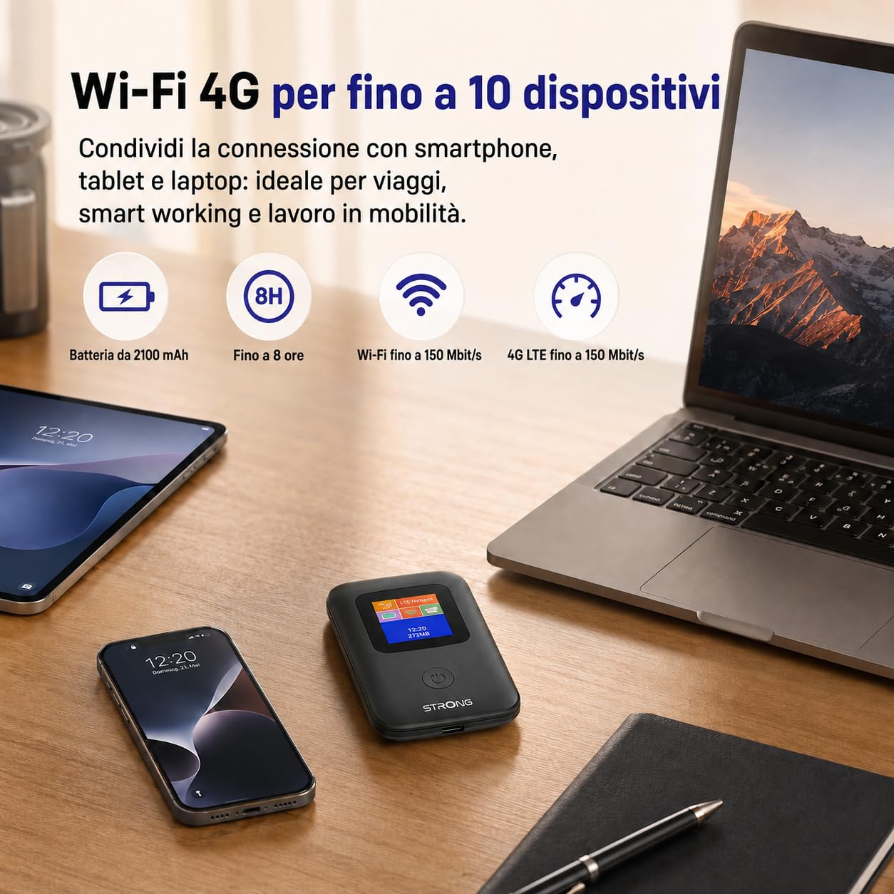 STRONG 4G AIRSPOT 220 Saponetta WiFi con SIM, CAT4 150 Mbps
