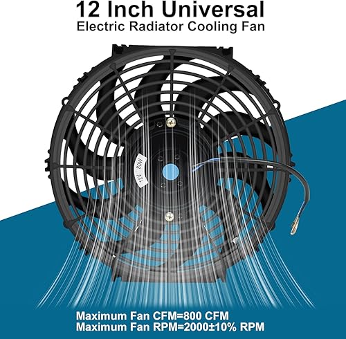 Miniatura 20 de Ventilador delgado universal de 16 pulgadas Push Pull Radiador eléctrico Ventilador de enfriamiento 12V 120W con kit de montaje