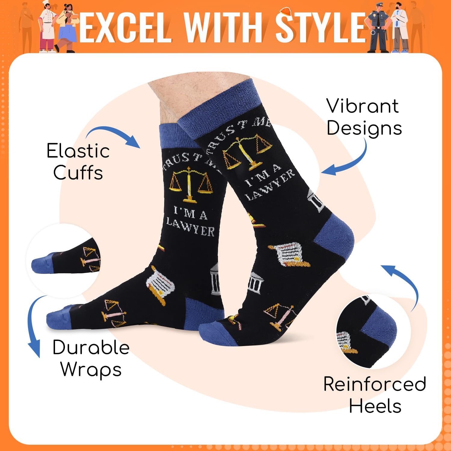 Zmart Appreciation Gifts - Funny Socks for Lawyer Doctor and Guitar Lover in 2 Pack - Image 3