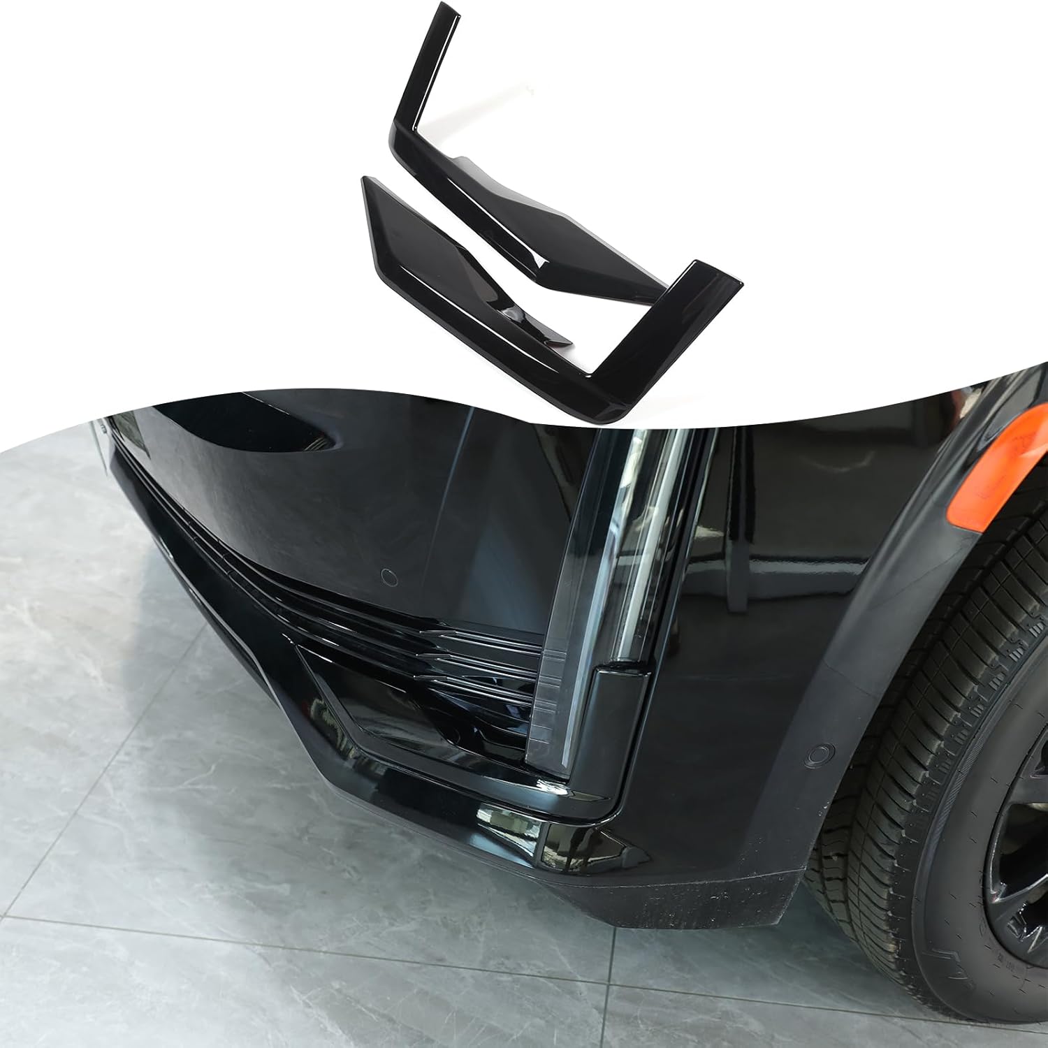 Front Bumper Bottom Corner Trim Cover Compatible with Cadillac Escalade 2021 2022 2023, Front Bumper Side Grille Cover Trim Accessorie (Gloss Black)