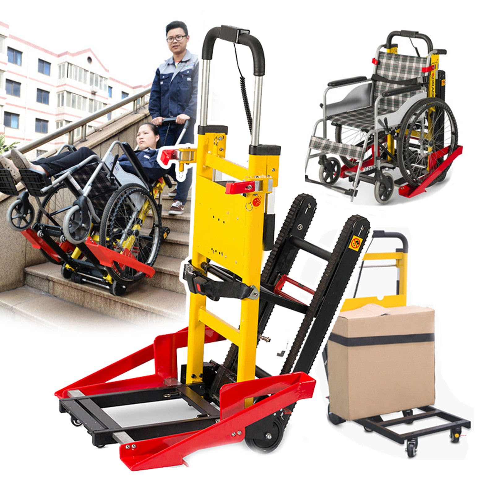 Carrello Montascale Elettrico Cingolato, Carrello Montascale Pieghevole, Veicolo di Attracco per Sedia A Rotelle, Carico Massimo 440 Libbre/200 kg, per Il Trasferimento di Pazienti/Carico