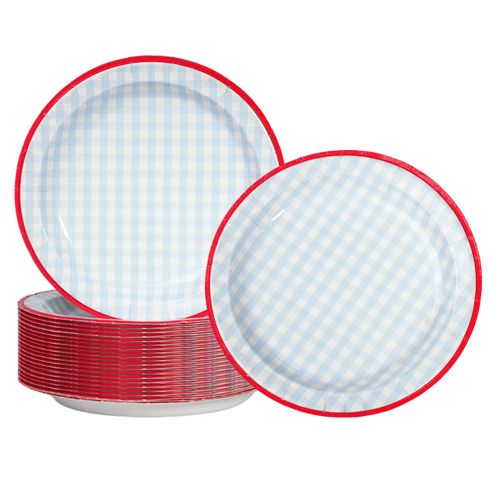 Cherypick Paper Plates 8.5 Inch (22 cm), 50 Pack Gingham Disposable
