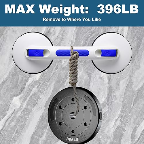 Miniatura 2 de Manija de ducha para tinas y duchas, agarre fuerte con ventosa, mango de baño, barras de agarre resistentes para personas mayores con discapacidad