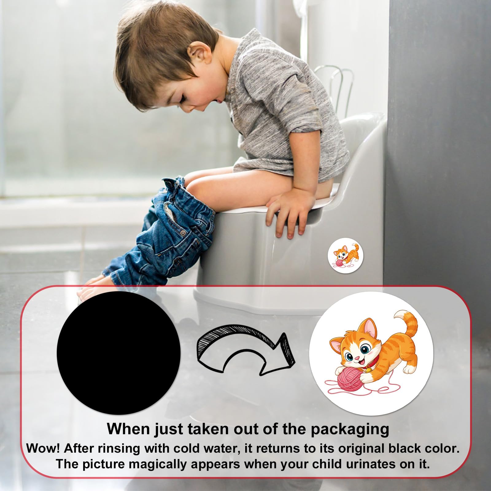 Tinoaly 30pcs Autocollants d'Apprentissage Propreté, Jolis Autocollants Siège Pot Changeant de Couleur Drôles d'Autocollants Cibles pour Toilettes pour Tout-Petits (15 Motifs Animaux)