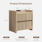 SICOTAS Stands de nuit Ensemble de 2-Fluted Tables de chevet avec station de recharge- Moderne 2 Table de chevet des tiroirs 25" Table de chevet, grand stand de nuit pour la chambre (Chêne lumineux rebaptisé)