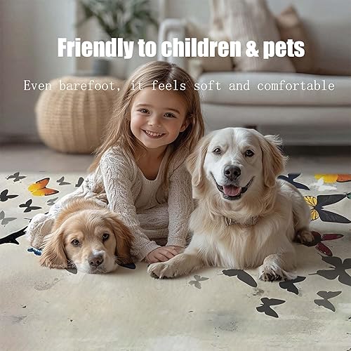 Miniatura 8 de Alfombra colorida de grafiti de 8 x 10 pulgadas, alfombra de mariposa y decoración del hogar, alfombras de calle de mariposa Banksy, alfombras