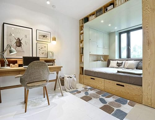 Miniatura 2 de Alfombra de baño 100% algodón Pebbles de 24 x 60 pulgadas, alfombra de baño grande, suave, absorbente, lavable a máquina, gris beige, alfombras de