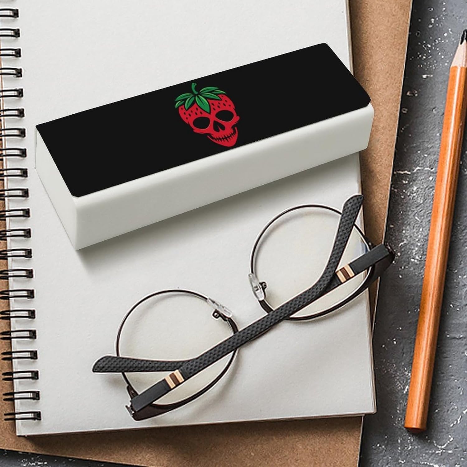 Strawberry Skull Eyeglasses Case with Cleaning Cloth image 4