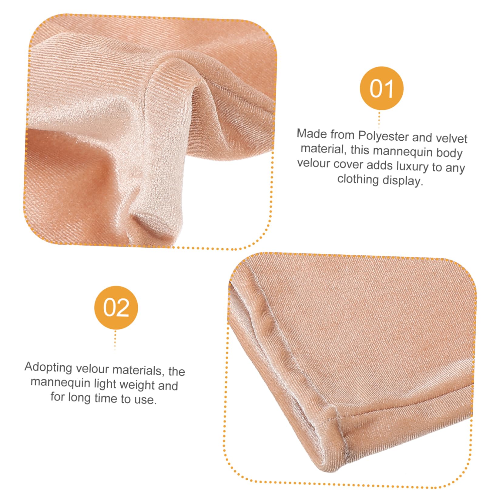 JECOMPRIS Mannequin Velour Cover Half Body Cloth Cover Replacement for Clothing Display Soft Stretch Mannequin Model Body for Retail Store - Image 3