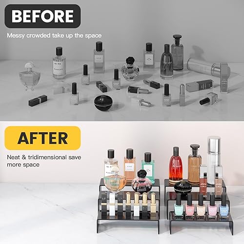 Miniatura 5 de Elevadores de exhibición de acrílico negro WEITELAI, 6 piezas de elevadores acrílicos para exhibición de postres de comida, cupcakes, joyería,