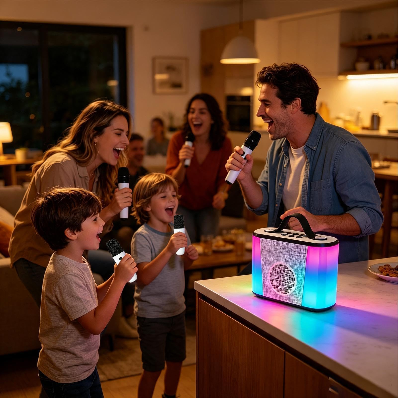 Máquina de Karaoke para niños con 2 Micrófonos Inalámbricos Y Altavoz