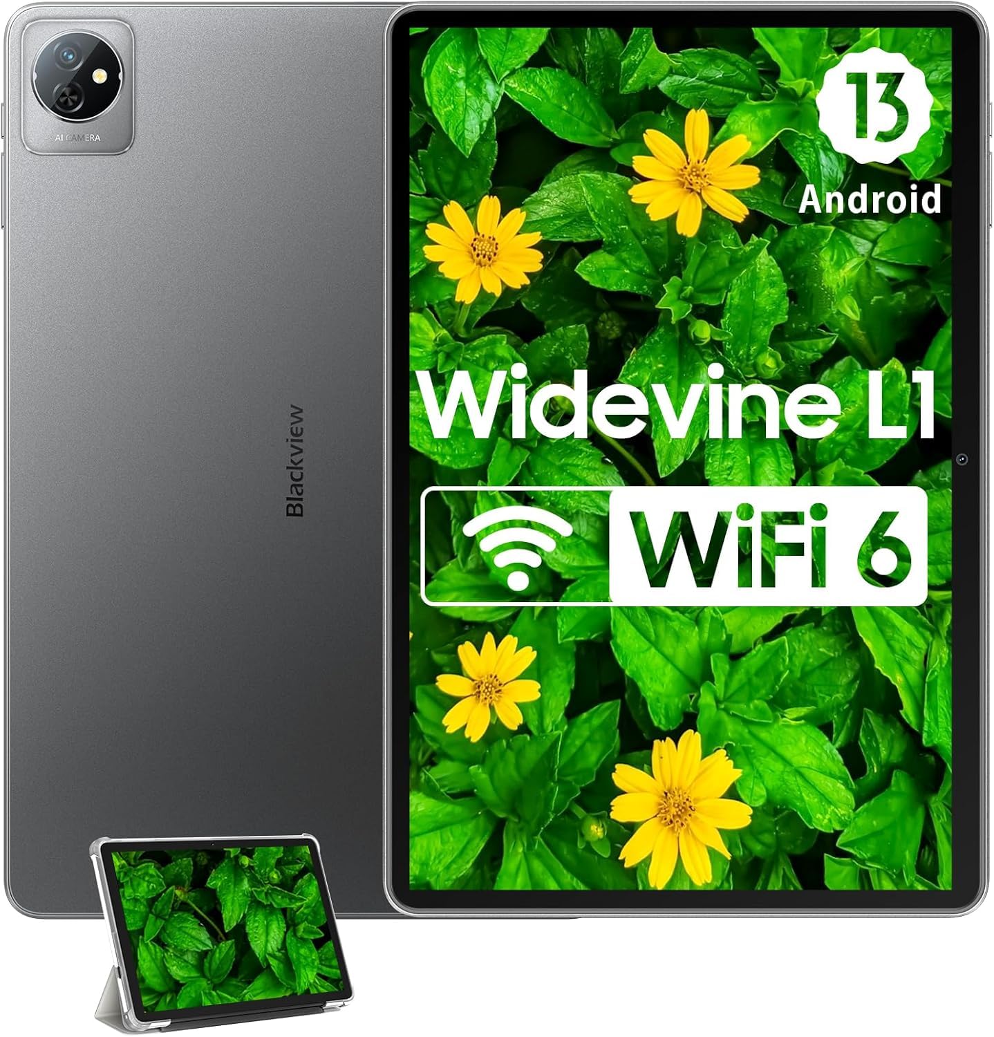 Blackview Tab 30 WiFi Android 13 Tablet 10 Pollici 64GB+6GB,WiFi 6,Quad-Core,5MP+2MP, 5100mAh,2 Speaker,BT/OTG/Type-C Gray