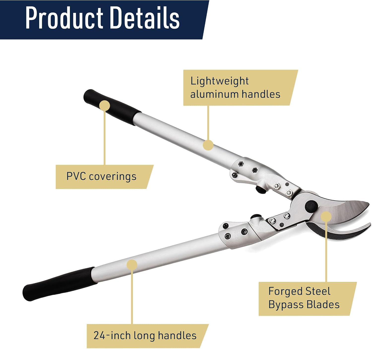 24” Tree Trimmer - Forged Steel Blades with 1.6” Cutting Capacity - Loppers for Tree Trimming Heavy Duty Branch Cutter Pruners - Hand Garden Tools for Gardening by Kings County Tools
