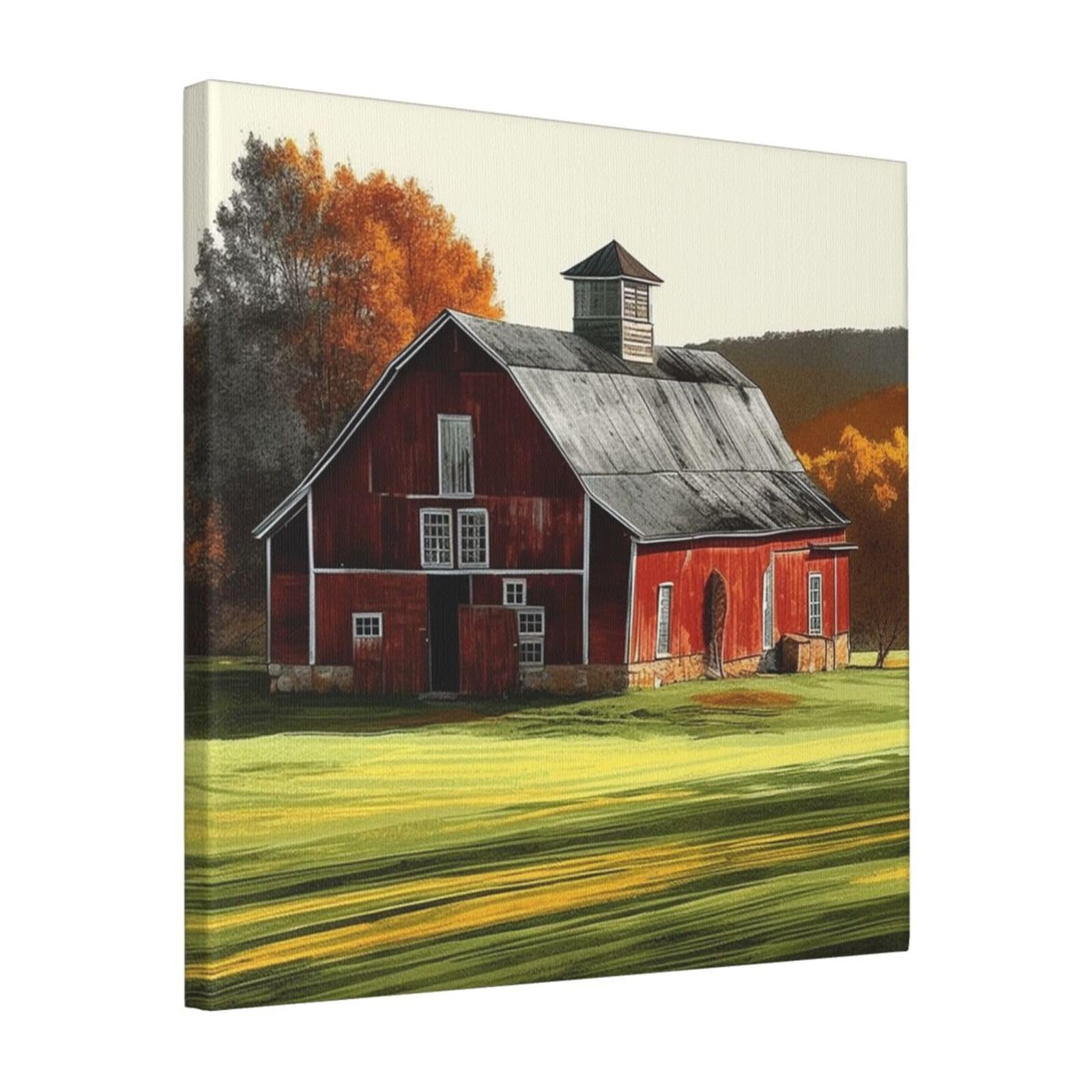 FodPand Barn Canvas Wall Art for Living Room Wall Decor 16"x16" Modern Artwork Painting Pictures Hanging Canvas Prints Aesthetic Wall Art for Bedroom Bathroom Office Wallart Decor