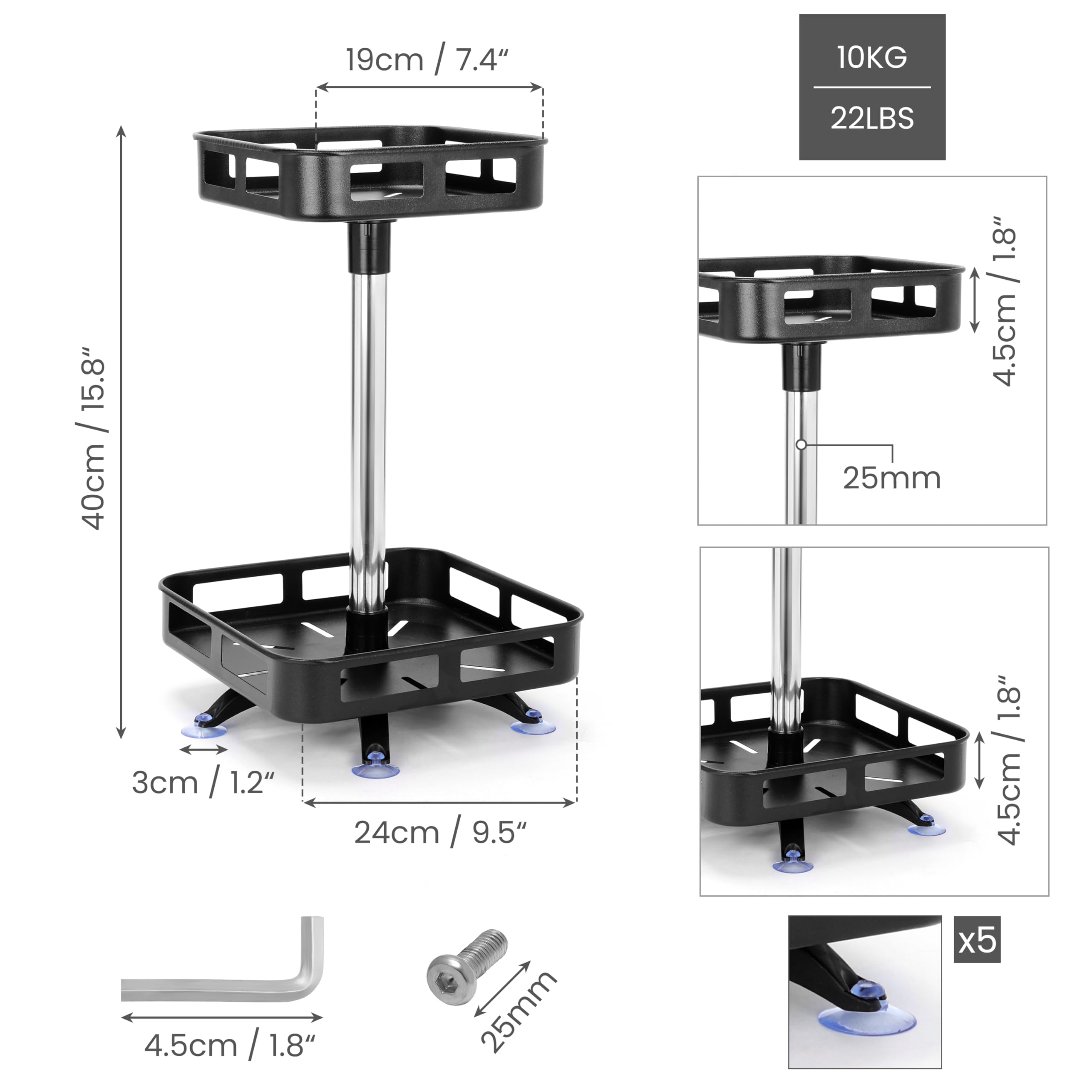 Porta Spezie Girevole A 2 Livelli - Organizer Da Cucina Con Ventose, Salvaspazio - Foto 2