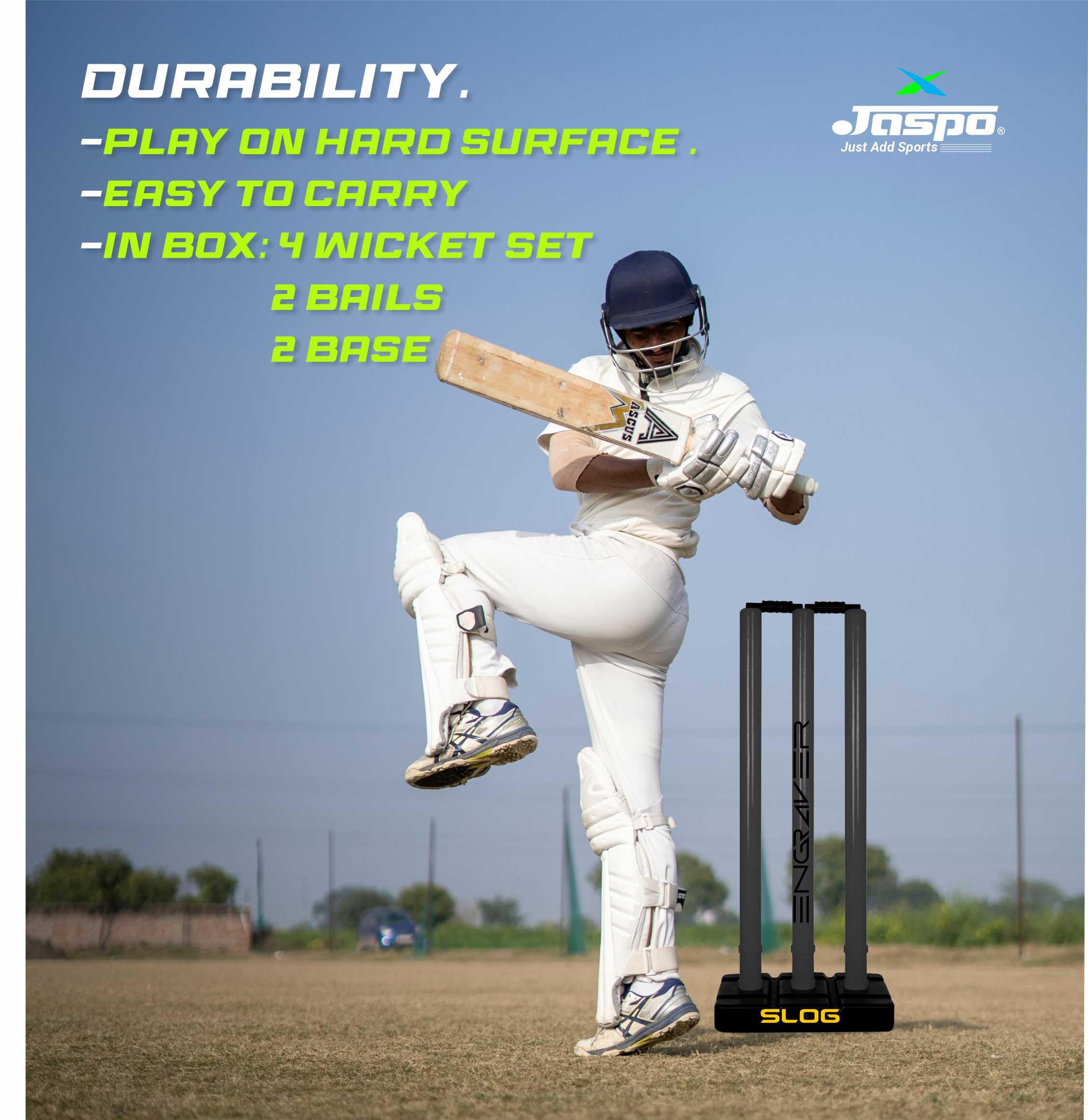 JASPO Slog Engraver Cricket Kit – Stumps – Lightweight & Durable Tennis Cricket Plastic Kit (Wicket Set Only) 4