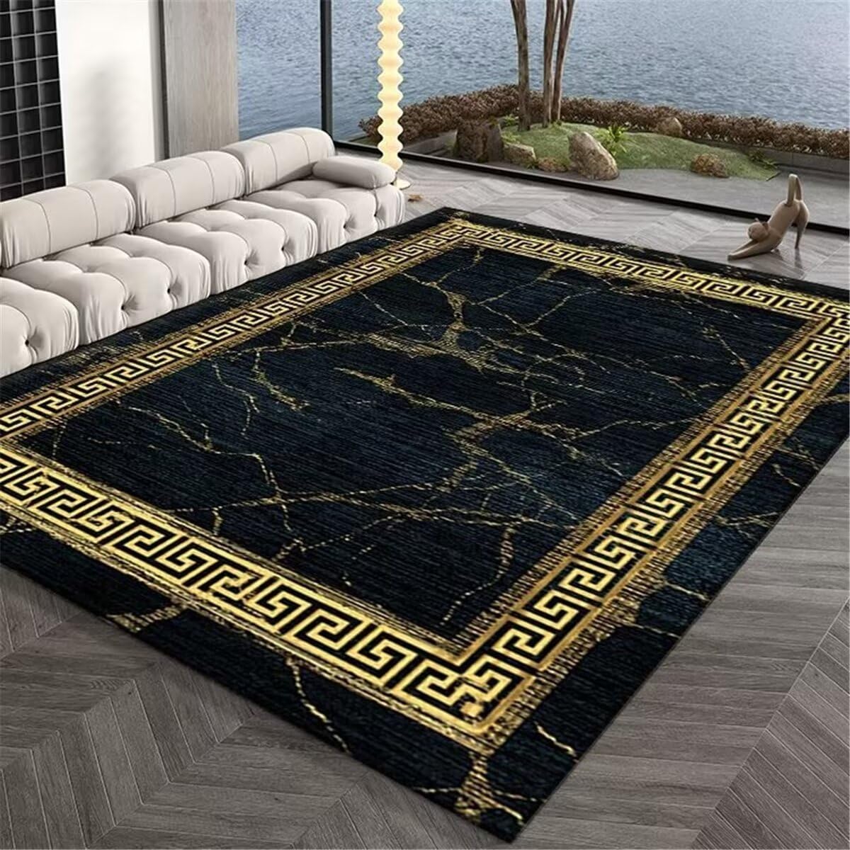 Tapis de chambre noir moderne idéal pour la chambre de garçon