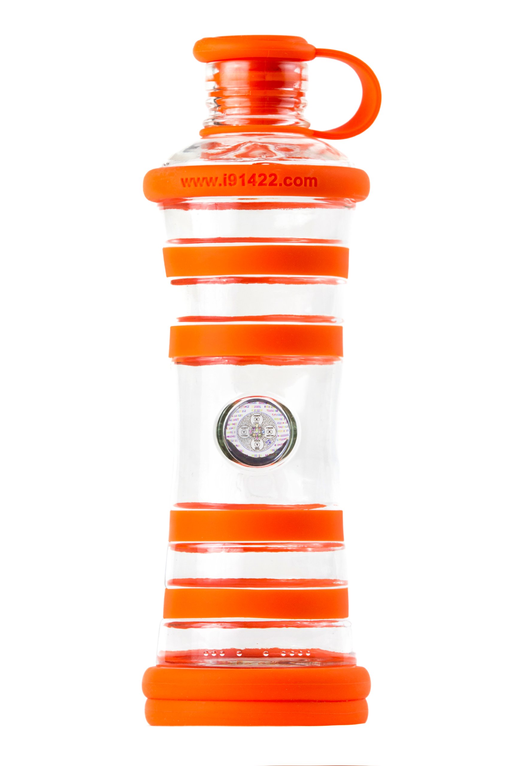 Bouteille i9 Inspiration eau vivante et informée orange - bouteille en verre - sans BPA - eau detox, jus, smoothies.... - sport, voyages, maison, bureau