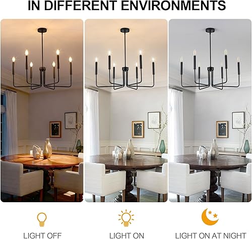 Miniatura 4 de Candelabro negro para comedor, 6 luces, lámparas colgantes de estilo moderno industrial, adecuadas para dormitorios, vestíbulos, pasillos, cocinas,