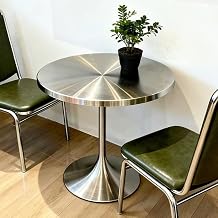 Modern Minimalist Stainless Steel Round Table,Flared Trumpet Base,Multi-Use Side for Living Room,Cafe,Bar,Restaurant & Balcony60cm/23.6in