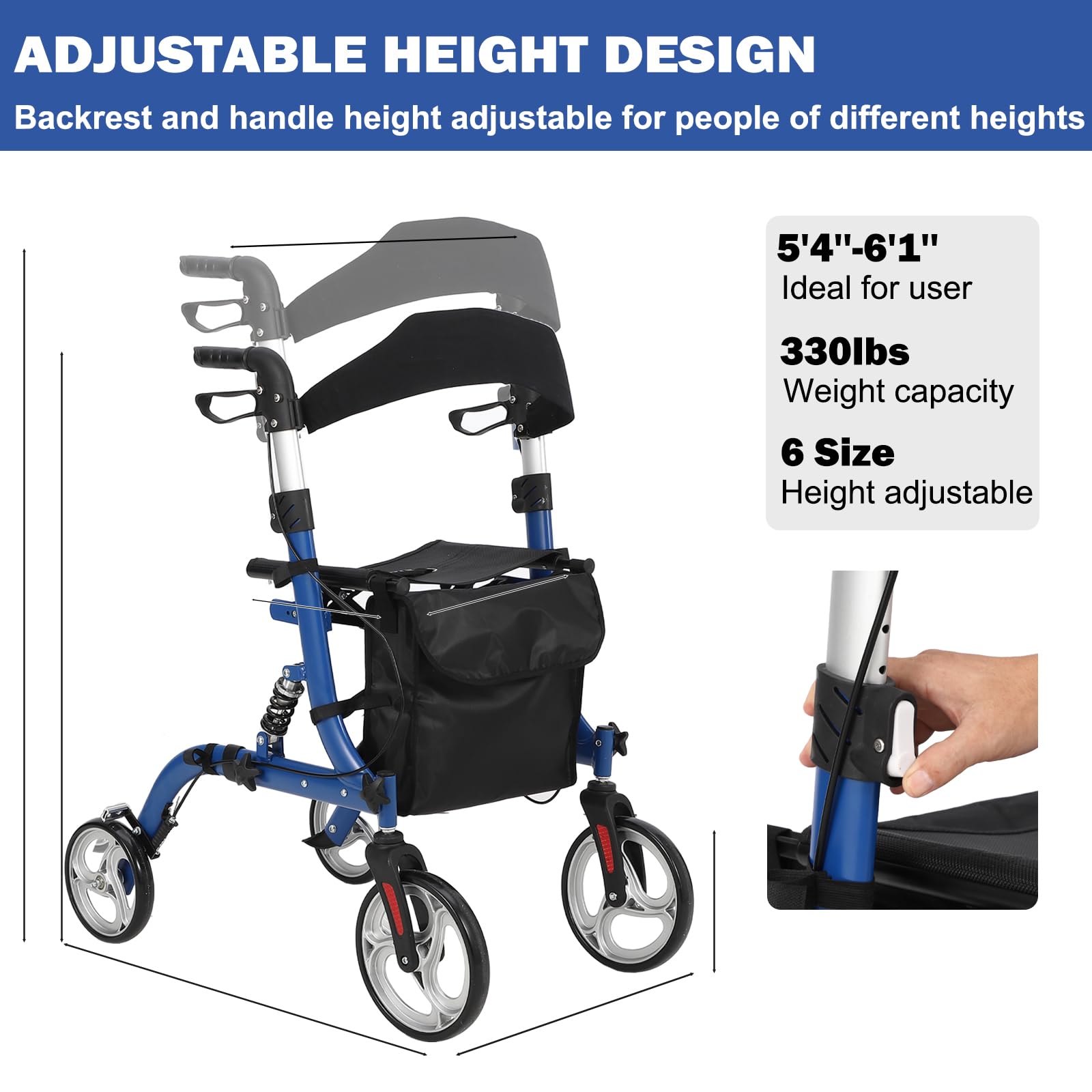 Andador infantil 2 en 1 - Bicicleta para niños ligera y plegable - Asiento cómodo, respaldo, altura ajustable - Ruedas de goma 12", freno de seguridad, absorción de impactos, capacidad