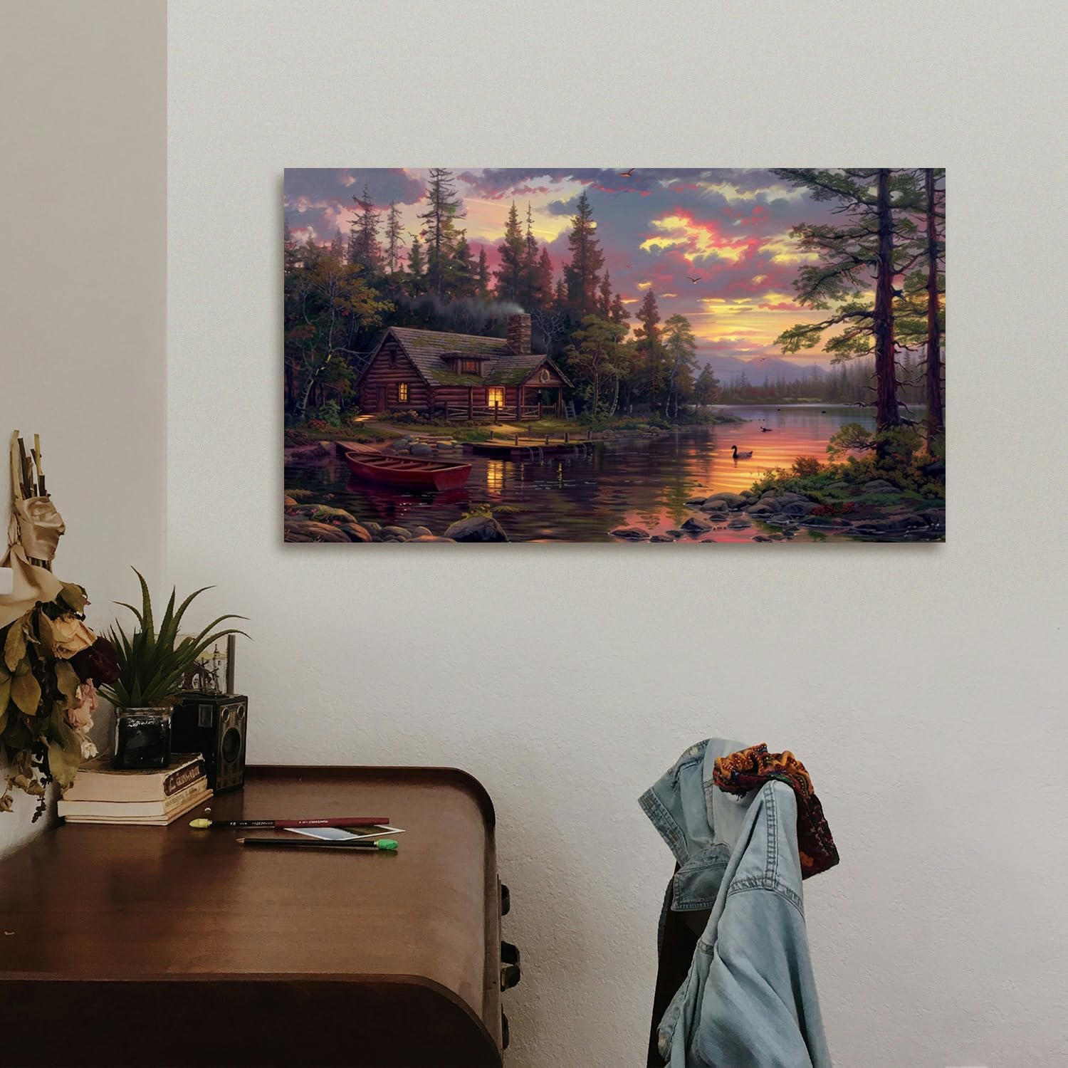 BOHU ARTS A Peaceful Retreat Canvas Art Paintings Landscape Wall Art for Bedroom Livingroom Office Framed Ready to Hang