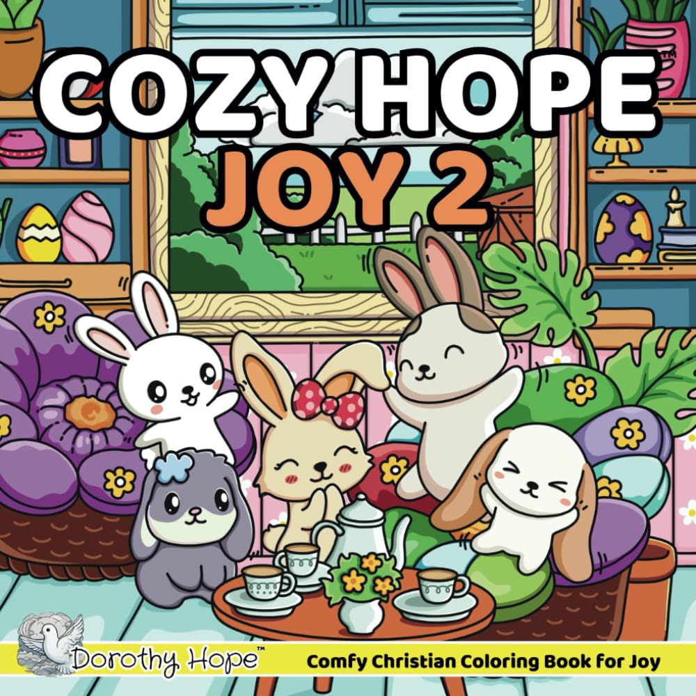 Cozy Hope JOY 2: Christian Comfy Coloring Book for Adults and Teens Featuring Cute Adorable Bunnies in Hygge Moments (Bold & Simple, Cute & Easy) (COZY HOPE Series)
