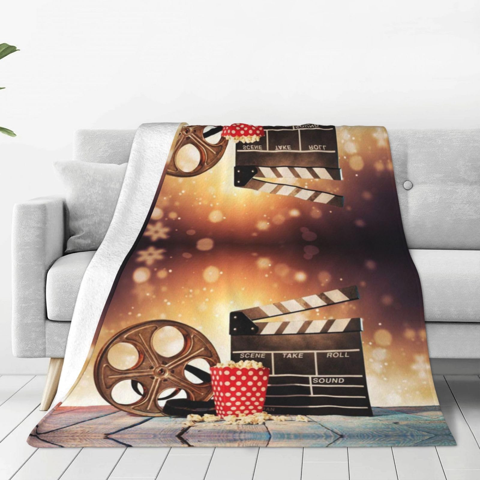 Couverture pop-corn cinéma en flanelle 152x127 cm pour vos soirées film