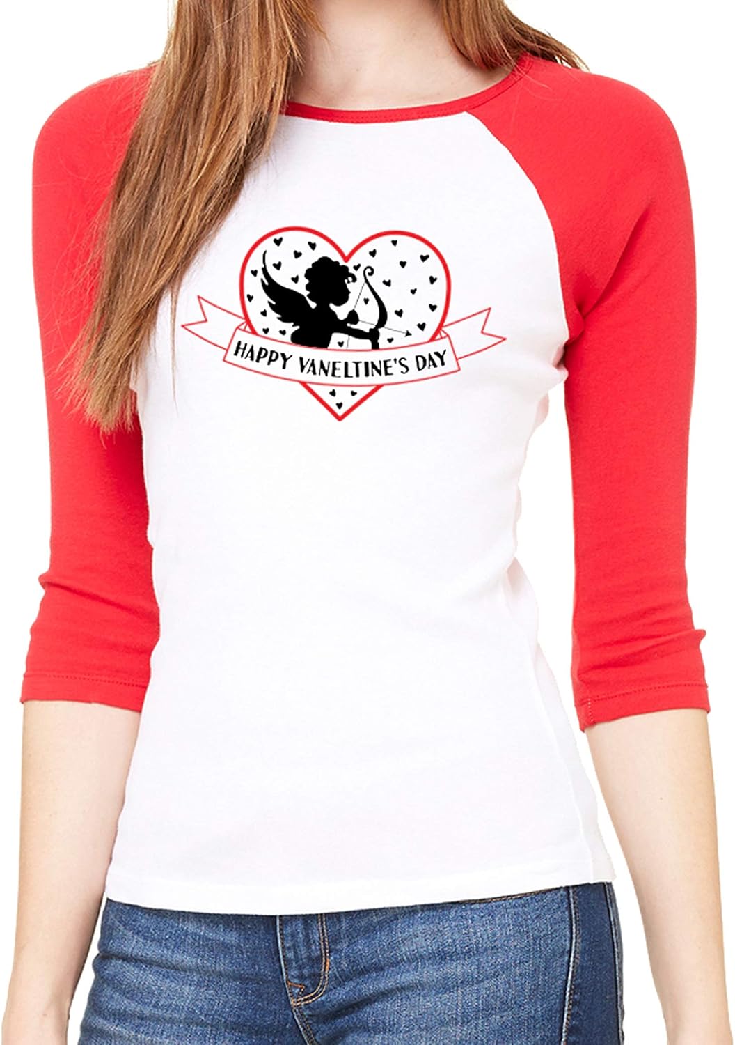 Mato & Hash Woman's Valentine's Day Raglan Shirt, Woman's Raglan Shirts, Valentines Shirts - Cupid