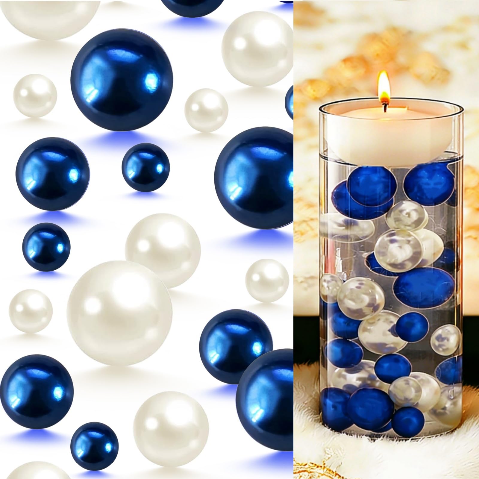 Qazcnd 10150 PCS Vase Filler No Hole Faux Floating Pearl - vase fillers | Mubboo