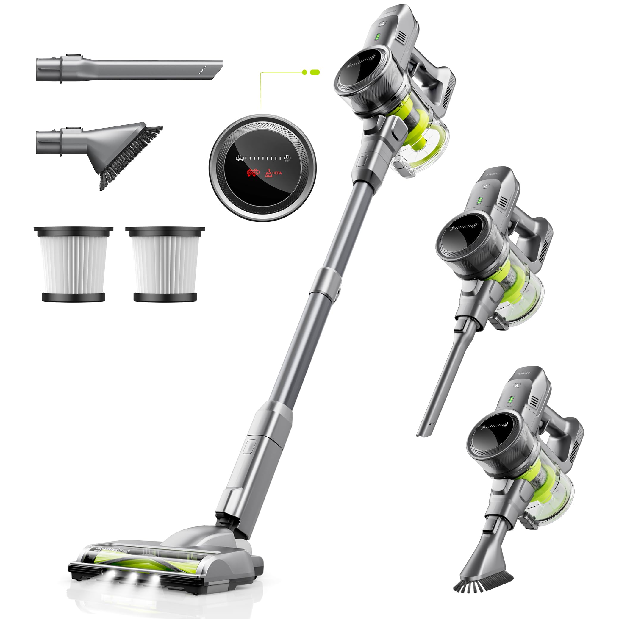 kalado Aspirapolvere Senza Fili da 250W, 40 minuti di Autonomia, 3 Modalità di Aspirazione, Display di Controllo Digitale, Ultraleggero per Pavimenti, Tappeti e Peli degli Animali Domestici