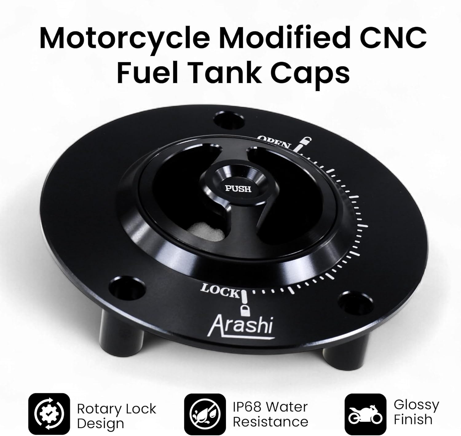 ONE.K.S Motorcycle Fuel Cover Tank Caps Gas Covers Fit for YAMAHA R15 R25 R3 R6 R6S R1 MT01 MT07 MT09 MT10 FZ8 FZ6 XJ6 V-max XJR13000 FJR1300 XT660 (Black)