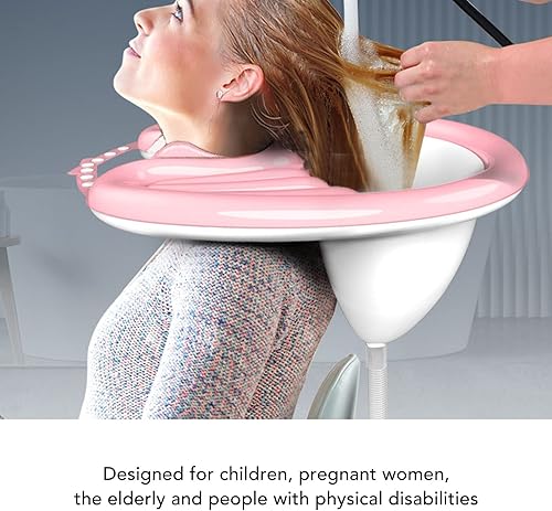 Miniatura 4 de Cuenco inflable para champú, fregadero plegable con manguera de drenaje desmontable para cama y bandeja de lavado de cabello, lavabo para champú
