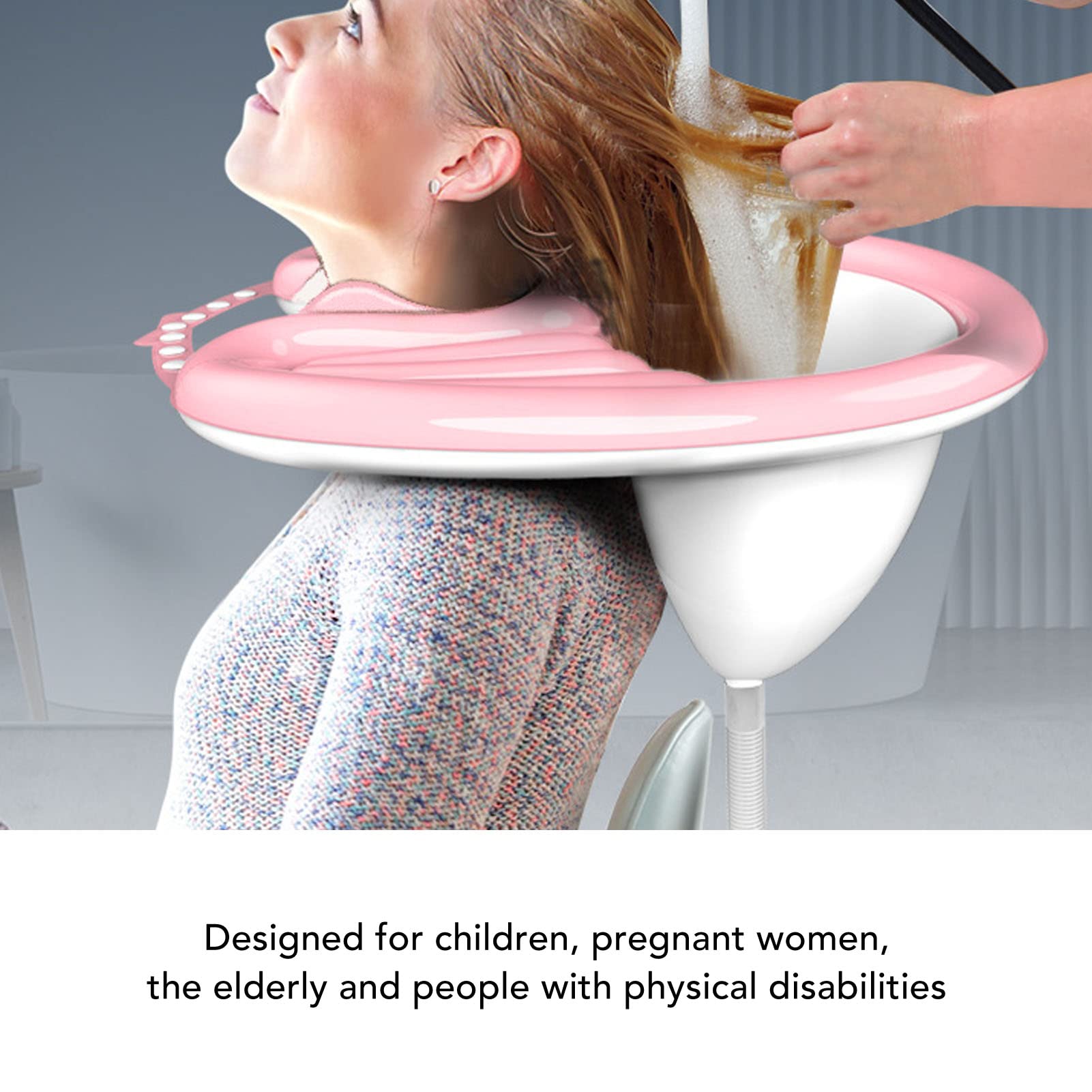 XHTLLO Inflatable Shampoo Bowl, Foldable Hair Washing Sink with Detachable Drain Hose for Bedridden, Lightweight and Portable