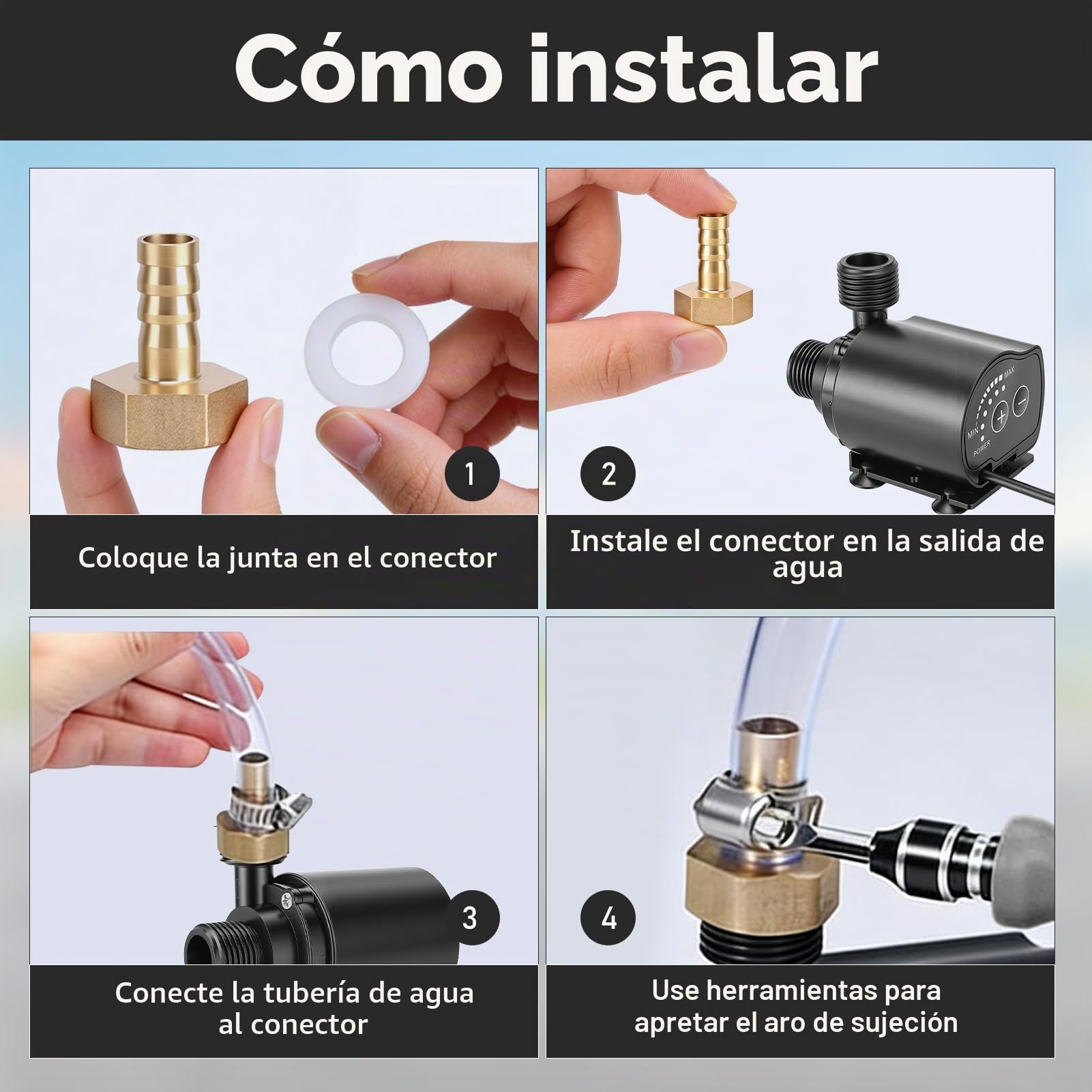 Mini bomba de agua 12 V 800 L/H 15 W, Cabezal de 5 M, Control de 5 Velocidades, Bomba sumergible para lavabos para Acuarios, Peceras, Estanques, Fuente con Cable