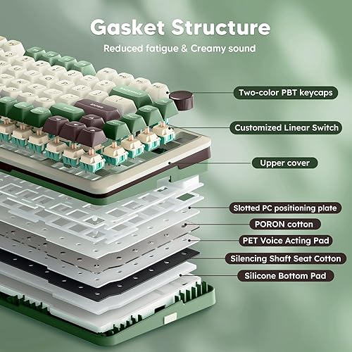 Miniatura 3 de Redragon Teclado mecánico inalámbrico K681 Pro, teclado RGB para juegos montado en junta con perilla de volumen, perfil MDA, interruptores lineales