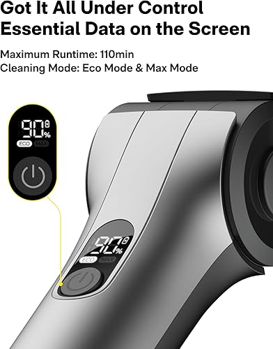 Miniatura 8 de HOTO Flexi™ Cepillo de limpieza eléctrico sin cables con giro, ángulo ajustable, mango extensible, pantalla inteligente, impermeable IPX7, potente